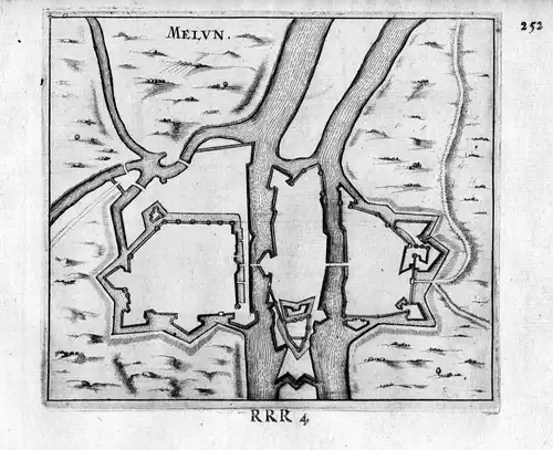 1666 - Melun Ile-de-France Frankreich France gravure estampe Kupferstich