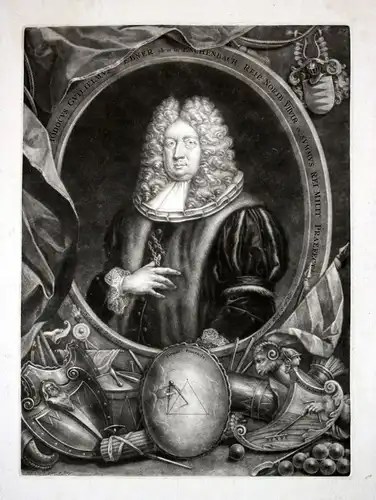 Ca. 1700  Jobst Wilhelm Ebner Eschenbach Nürnberg Ratsherr Mezzotinto Portrait
