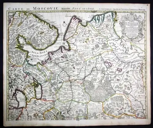 Ca. 1730 Russia St Petersburg map Karte Covens Mortier Kupferstich engraving