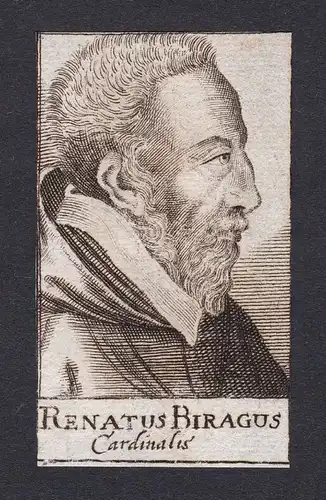17. Jh. - Rene de Birague / cardinal Kardinal Paris Portrait Kupferstich