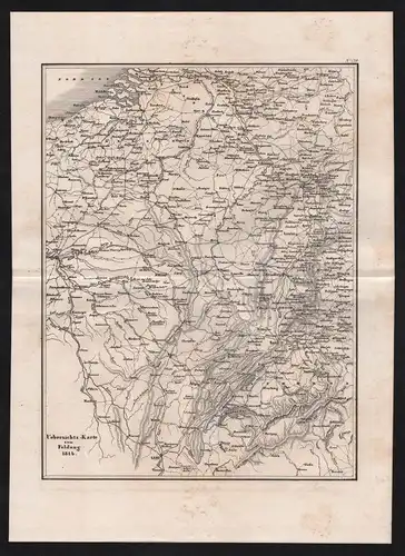 1840 - Frankreich Schweiz Deutschland Schlacht battle Karte map Stahlstich