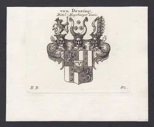 Österreich Deuring Austria Wappen Adel coat of arms Kupferstich antique print
