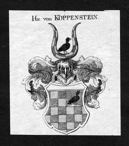 1820 - Koppenstein Wappen Adel coat of arms heradlry Heraldik Kupferstich