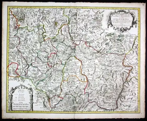 Ca. 1730 Toul Nancy Verdun Commercy map Karte Covens Mortier gravure