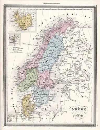 Norwegen Norway Schweden Svergie Europe Europa Denmark Karte map Vuillemin