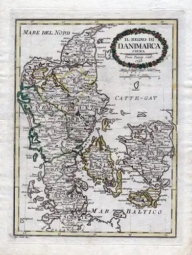 1790 Denmark Dänemark Danmark Kolding Copenhagen Karte map Borghi Pazzini