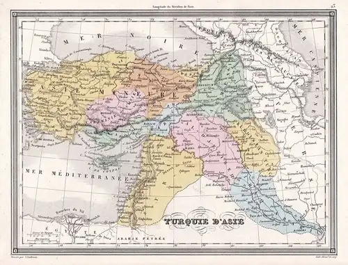 1840 Asia Asien Turkey Türkei Syria Syrien Karte map Vuillemin