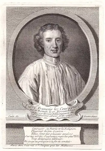 17. Jh Pierre Le Courayer Rouen London theologien gravure Portrait antique print