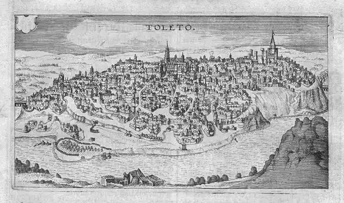 1632 Toledo Spanien Spain Espana Ansicht view Kupferstich antique print Hulsius