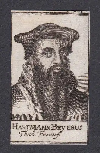 17. Jh. Hartmann Beyer / theologian Theologe Frankfurt Portrait Kupferstich