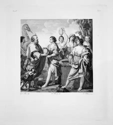 Guido Reni - Eliezer et Rebecca - Radierung engraving gravure