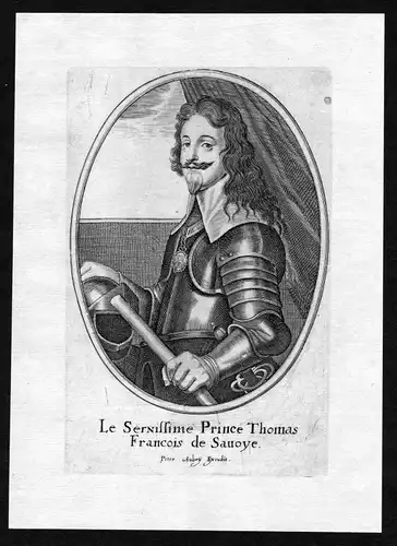 17. Jh. Thomas Franz von Savoyen Portrait Kupferstich antique print incisione
