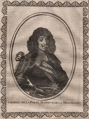 Armand Charles de La Porte Portrait Kupferstich gravure Merian ca. 1650