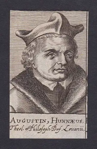 17. Jh. Augustinus Hunnäus / theologian Theologe Löwen Portrait Kupferstich