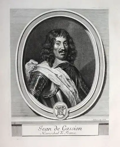 Ca. 1700 Jean de Gassion marechal Marschall President Navarre Portrait gravure