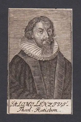 17. Jh. Salomon Lenz / theologian Theologe Regensburg Portrait Kupferstich