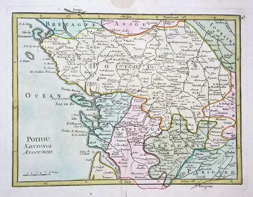 1767 La Rochelle France gravure carte map Kupferstich antique print Le Ro 159532