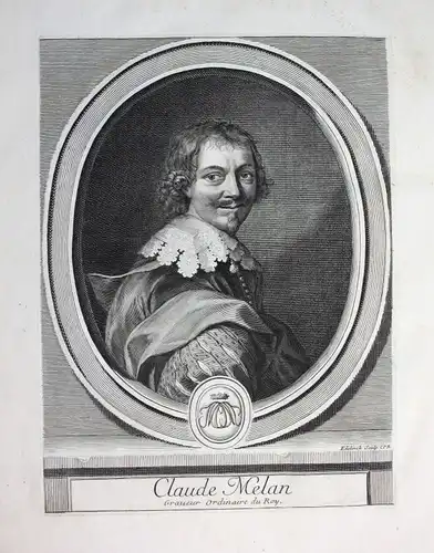 Ca. 1700 Claude Mellan graveur Kupferstecher peintre Zeichner Portrait gravure