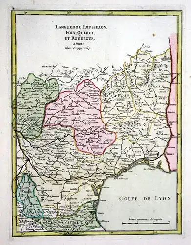 1767 Languedoc-Roussillon gravure carte map Kupferstich antique print Le  159535