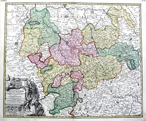 1720 Braunschweig Hildesheim Hameln Karte map Kupferstich antique print Homann