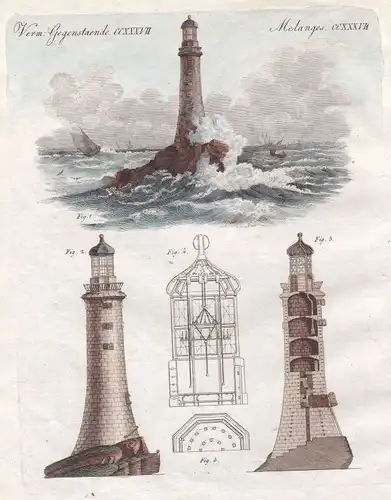 Eddystone-Leuchtturm Eddystone Lighthouse Cornwall England Turm Bertuch 1800
