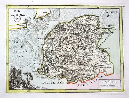 1767 Friesland Leeuwarden Nederland Karte map Kupferstich antique print L 159507