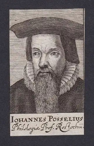 17. Jh. Johannes Posselius professor Professor Rostock Portrait Kupferstich