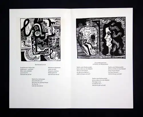 1990 Went Strauchmann Original-Linolschnitt zu "Das Nasobem" signiert