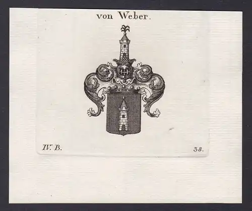 1820 Weber Bayern Bavaria Wappen Adel coat of arms Kupferstich antique print