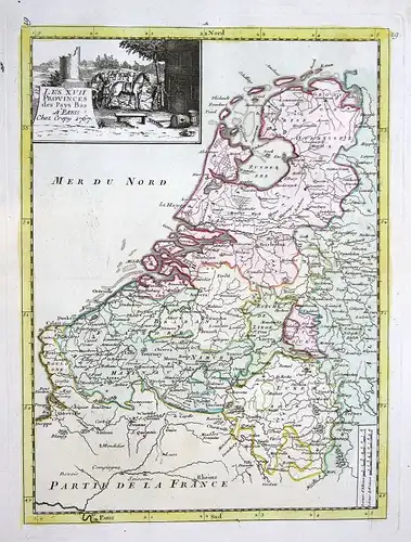 1767 Nederland Niederlande Karte map Kupferstich antique print Le Rouge