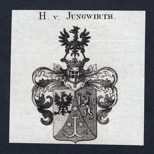 Ca. 1820 Jungwirth Wappen Adel coat of arms Kupferstich antique print her 144744