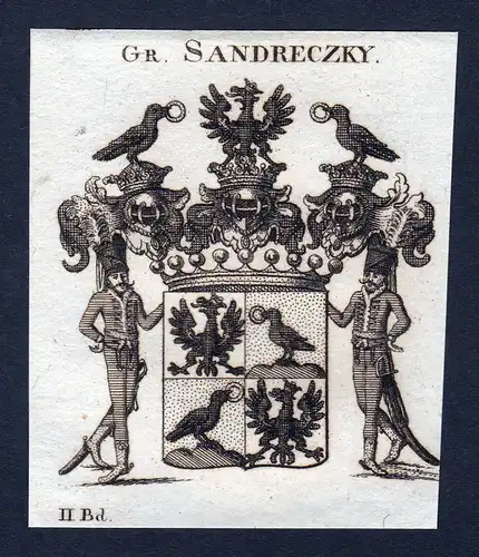 1820 Sandreczky Sandreczki Wappen Adel coat of arms Kupferstich engraving