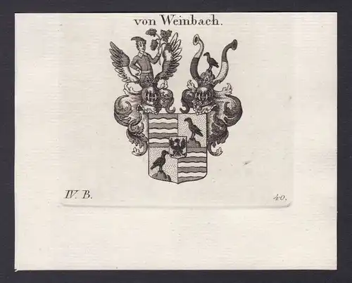 1820 Weinbach Wappen Adel coat of arms Heraldik Kupferstich antique print