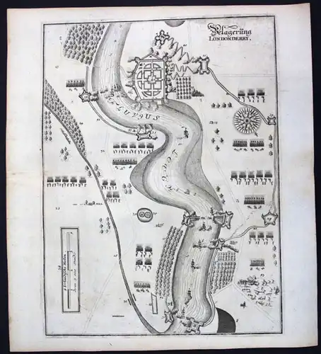 1698 Londonderry Ireland siege Ansicht view Kupferstich antique print Merian