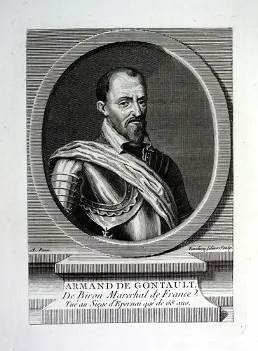 18. Jh. Armand de Gontaut Feldherr general Kupferstich Portrait engraving
