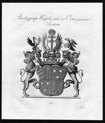 1790 - Osten genannt Sacken Osten-Sacken Wappen Adel coat of arms Heraldik