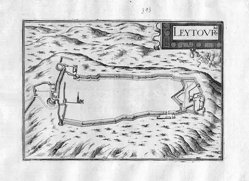 Ca. 1630 Lectoure Gers Frankreich Kupferstich Karte map engraving gravure Tassin