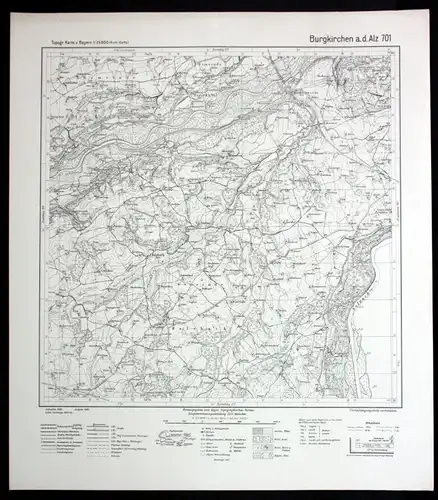 1945 Burgkirchen alz Halsbach Dösham Asten Margarethenberg 1:25000 Karte