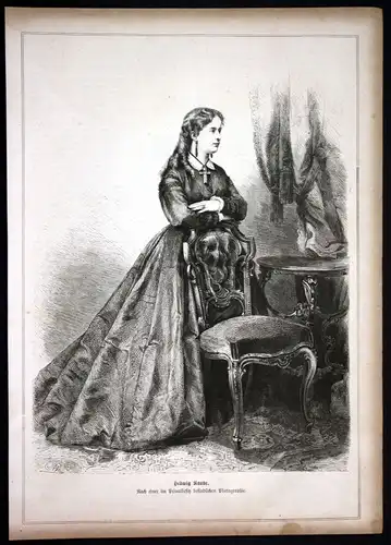 Ca. 1880 Hedwig Raabe Schauspielerin actress Portrait Holzstich antique print