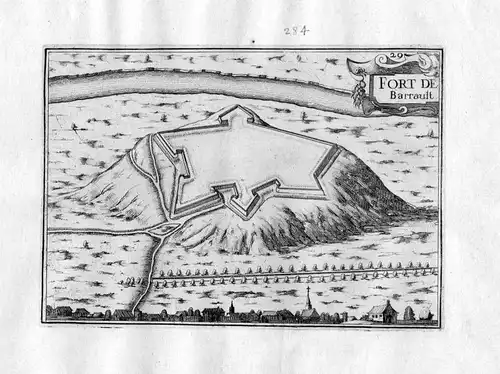 Ca. 1630 Fort Barraux Frankreich Kupferstich Karte map engraving gravure Tassin