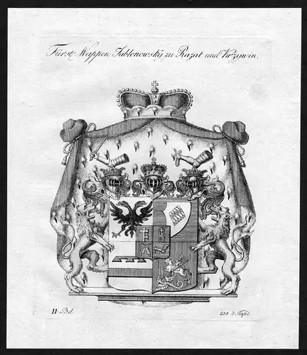 1790 - Jablonowski Wappen Adel coat of arms heraldry Heraldik Kupferstich