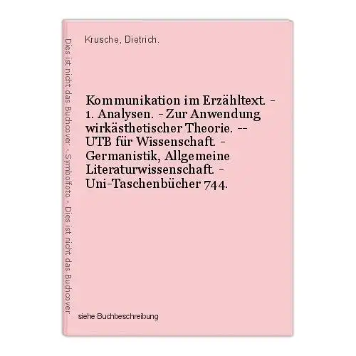 Kommunikation im Erzähltext. - 1. Analysen. - Zur Anwendung wirkästhetischer The