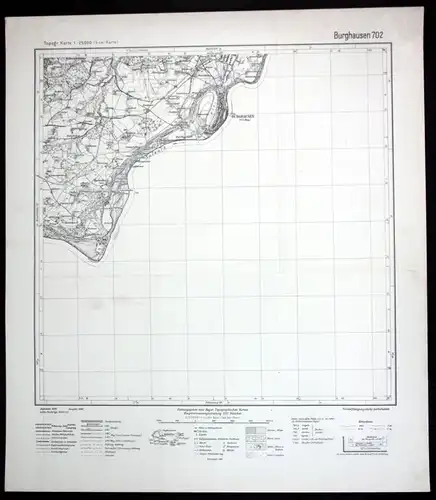 1945 Raitenhaslach Burghausen Heiligen Kreuz Bergham 1:25000 Karte Meßtischblatt