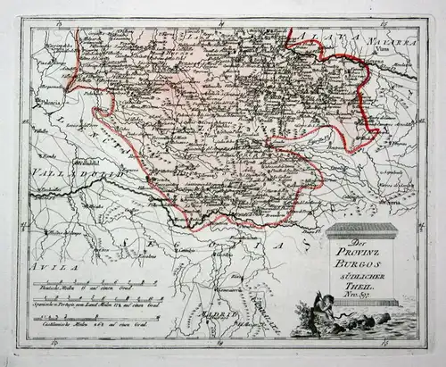 Spanien Spain Portugal Burgos Aranda de Duero map Reilly engraving Kupferstich