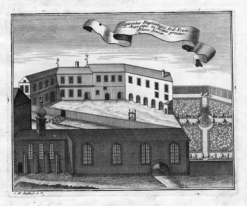 1731 Haguenau Augustiner Kloster Kupferstich gravure antique print Steidlin