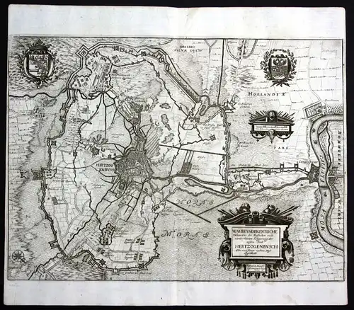 1679 s-Hertogenbosch Karte map Nederland Kupferstich antique print Merian