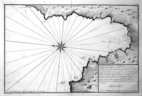 1732 Saint-Florent Corse map carte Karte Kupferstich antique print Ayrouard