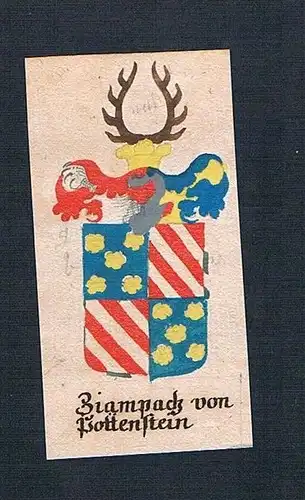18. Jh. Zapach von Pottenstein Böhmen Manuskript Wappen Adel coat of arms