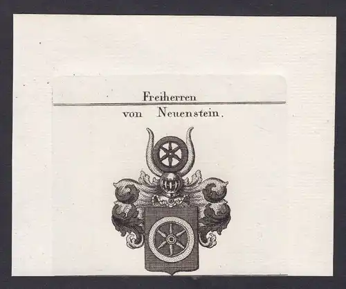 1820 Neuenstein Wappen Adel coat of arms Heraldik Kupferstich antique print