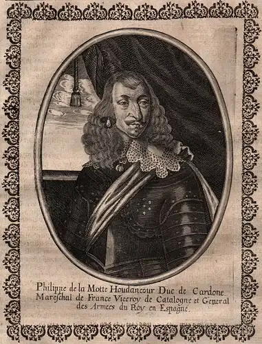 Philippe de La Mothe-Houdancourt Portrait Kupferstich gravure Merian ca. 1650
